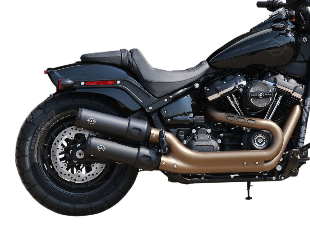 4in. Grand National Slip-On Mufflers - Black. Fits Fat Bob 2018-2024