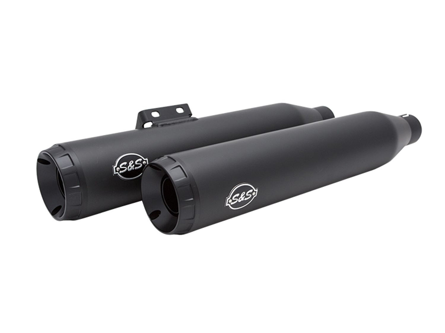 3-1/2in. Grand National Slip-On Mufflers - Black with Black End Caps. Fits Softail Slim, Street Bob, Standard & Low Rider Models 2018-2024 & Breakout & Fat Boy 2018up
