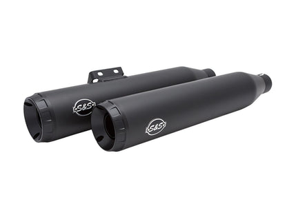 3-1/2in. Grand National Slip-On Mufflers - Black with Black End Caps. Fits Softail Slim, Street Bob, Standard & Low Rider Models 2018-2024 & Breakout & Fat Boy 2018up