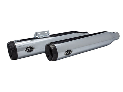 3-1/2in. Grand National Slip-On Mufflers - Chrome with Black End Caps. Fits Heritage Classic 2018-2024 & Deluxe 2018-2020