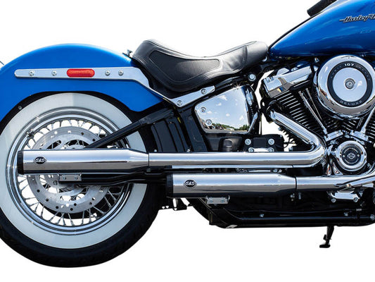 3-1/2in. Grand National Slip-On Mufflers - Chrome with Black End Caps. Fits Heritage Classic 2018-2024 & Deluxe 2018-2020