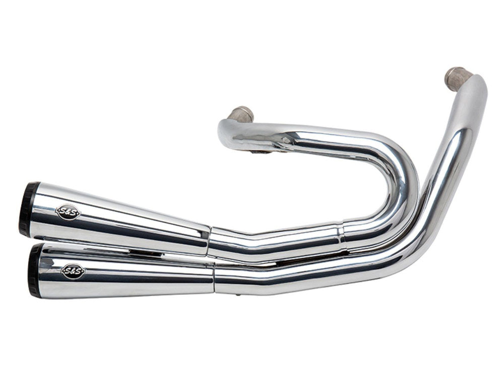 Grand National 2-into-2 Exhaust - Chrome with Black End Caps. Fits Street Bob, Low Rider, Slim, Fat Bob & Deluxe 2018-2024