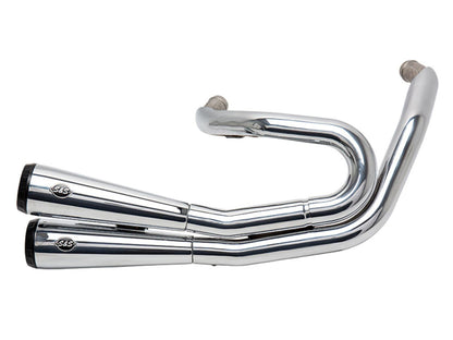 Grand National 2-into-2 Exhaust - Chrome with Black End Caps. Fits Street Bob, Low Rider, Slim, Fat Bob & Deluxe 2018-2024
