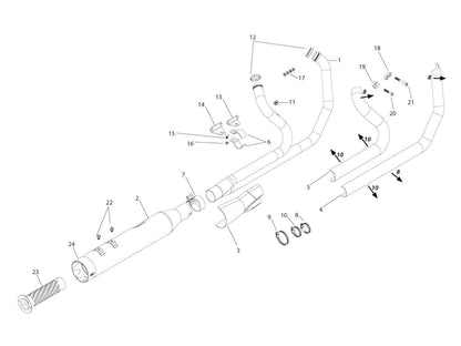 2-into-1 Sidewinder Exhaust - Chrome with Black End Cap. Fits Touring 1995-2016.