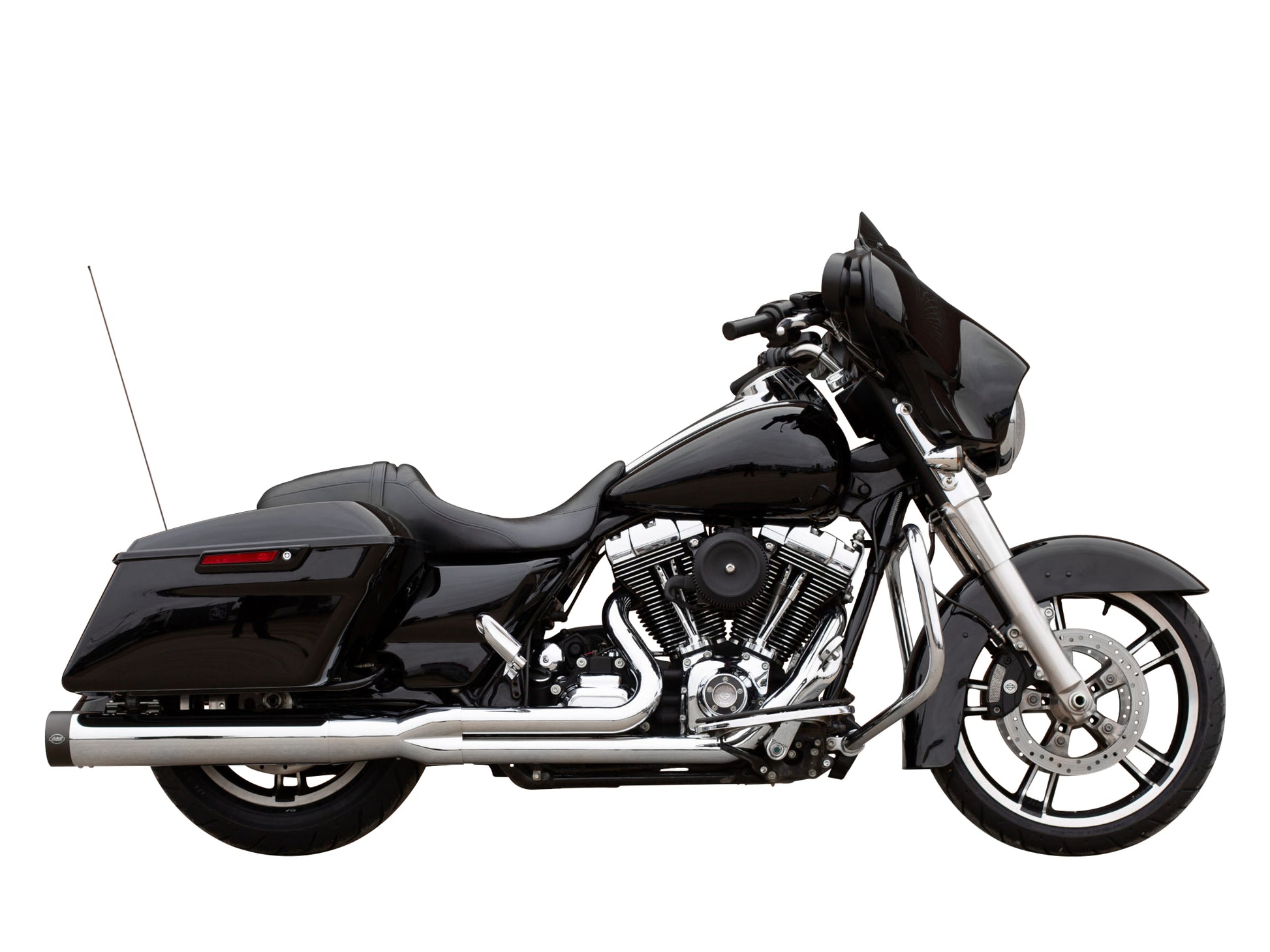 2-into-1 Sidewinder Exhaust - Chrome with Black End Cap. Fits Touring 1995-2016.