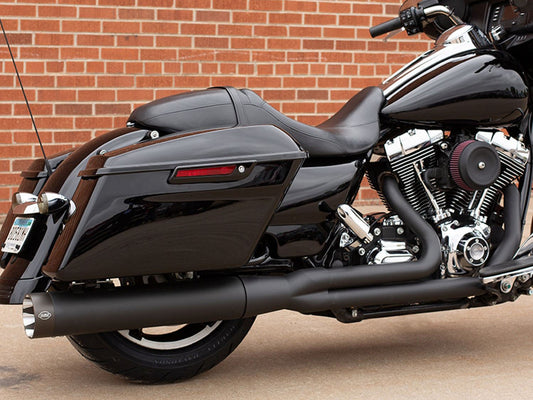 2-into-1 Sidewinder Exhaust - Black with Black End Cap. Fits Touring 1995-2016.