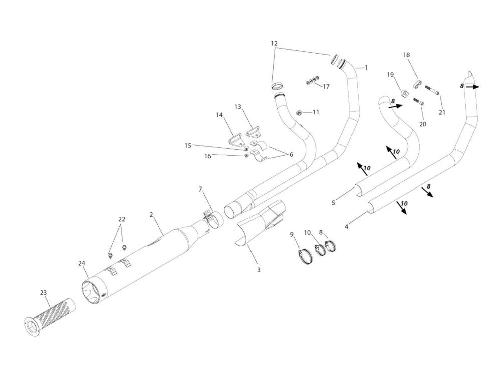2-into-1 Sidewinder Exhaust - Black with Black End Cap. Fits Touring 1995-2016.