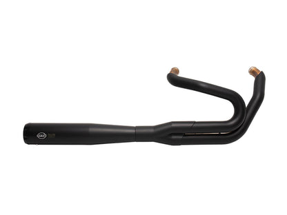 2-into-1 SuperStreet Exhaust - Black with Black End Cap. Fits Softail 2018-2024 Non-240 Rear Tyre Models.