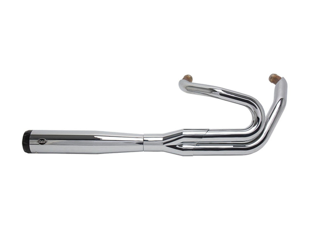 2-into-1 SuperStreet Exhaust - Chrome with Black End Cap. Fits Softail 2018-2024 Non-240 Rear Tyre Models.