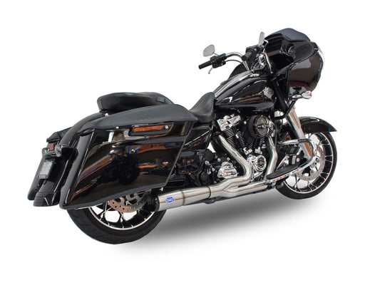 2-into-1 Diamondback Exhaust - Stainless with Black End Cap. Fits Touring 2017up.