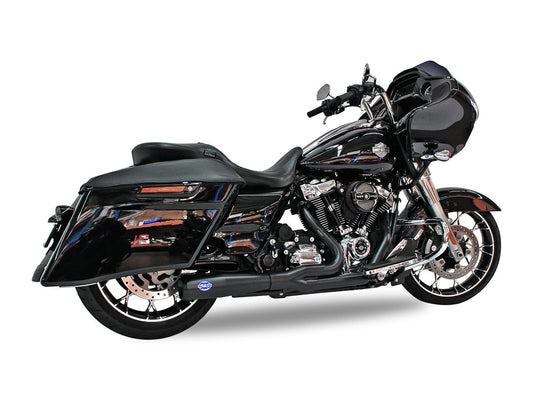 2-into-1 Diamondback Exhaust - Black with Black End Cap. Fits Touring 2017up.