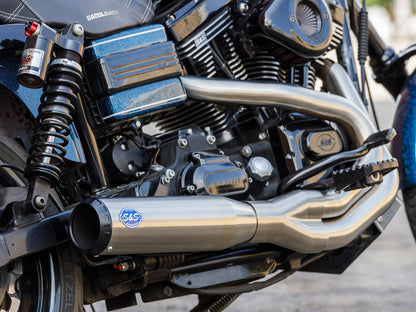 2-into-1 Qualifier Exhaust - Stainless Steel with Black End Cap. Fits Dyna 2006-2017
