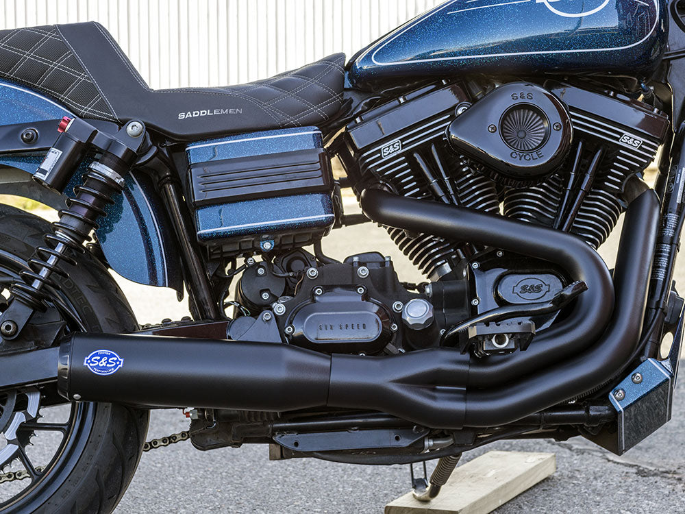 2-into-1 Qualifier Exhaust - Black with Black End Cap. Fits Dyna 2006-2017