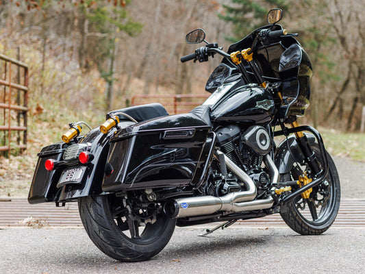 2-into-1 Qualifier Exhaust - Stainless Steel with Black End Cap. Fits Touring 2017up