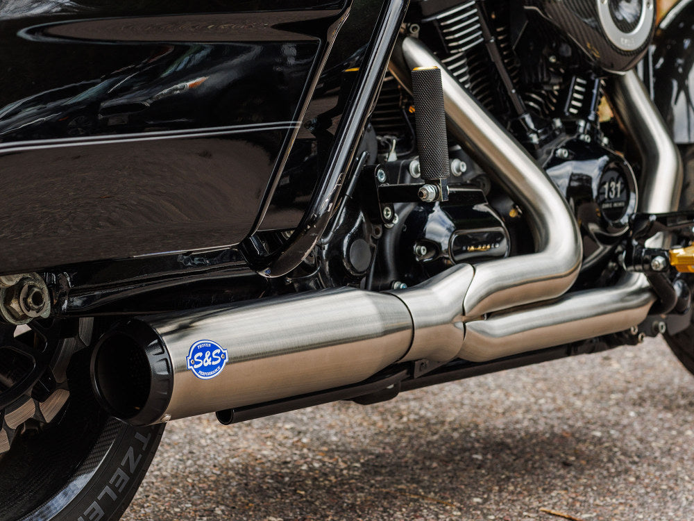 2-into-1 Qualifier Exhaust - Stainless Steel with Black End Cap. Fits Touring 2017up