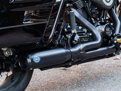 2-into-1 Qualifier Exhaust - Black with Black End Cap. Fits Touring 2017up