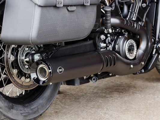 Grand National Slip-On Muffler - Black with Black End Cap. Fits Indian Scout 2025up