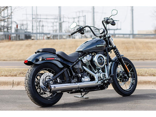 4in. Grand National Slip-On Muffler - Chrome with Black End Cap. Fits Softail Street Bob, Low Rider S, Low Rider ST & Heritage 2025up