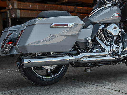 2-into-1 GNX Exhaust - Chrome with Black End Cap. Fits Touring 2017up