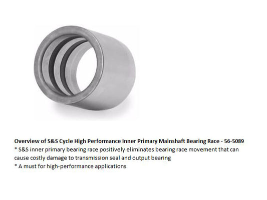 Heavy Duty Inner Primary Bearing Race. Fits 5Spd Big Twin 1991-2006 & After Market 6 Speed Transmissions Main Shaft.