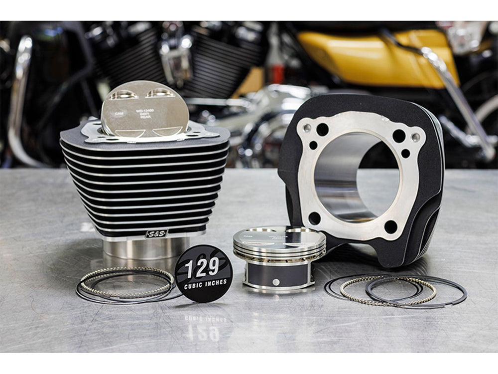 129ci Big Bore Kit with Highlighted Fins - Black. Fits Milwaukee-Eight 2017up with 107ci Engine.