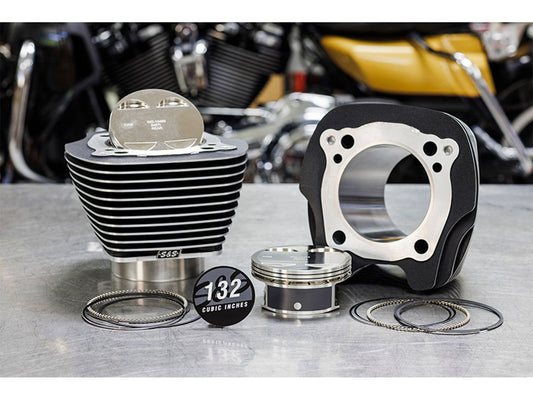 132ci Big Bore Kit with Highlighted Fins - Black. Fits Milwaukee-Eight 2017up 114ci or 117ci Engine.