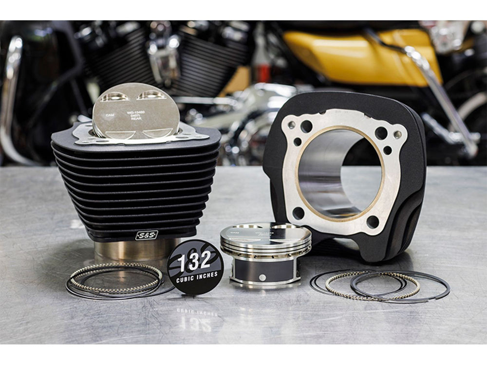 132ci Big Bore Kit with Non-Highlighted Fins - Black. Fits Milwaukee-Eight 2017up 114ci or 117ci Engine.