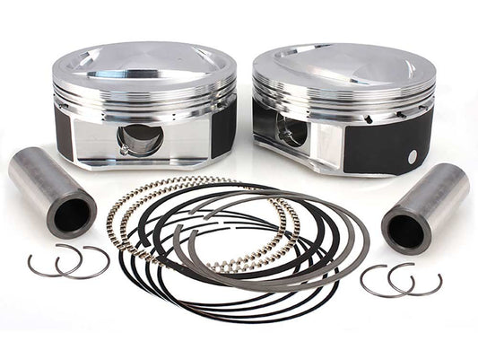 Standard Bore, High Compression Pistons with 10.6:1 Compression Ratio. Fits CVO Twin Cam 2007-2017 with 110ci Engine & 'S' Models with 110ci Engines.