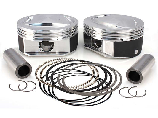 +.010in. High Compression Pistons with 10.6:1 Compression Ratio. Fits CVO Twin Cam 2007-2017 with 110ci Engine & 'S' Models with 110ci Engines.