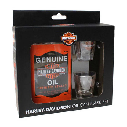 Harley-Davidson Genuine Oil Can Hip Flask & Shot Glass Gift Set