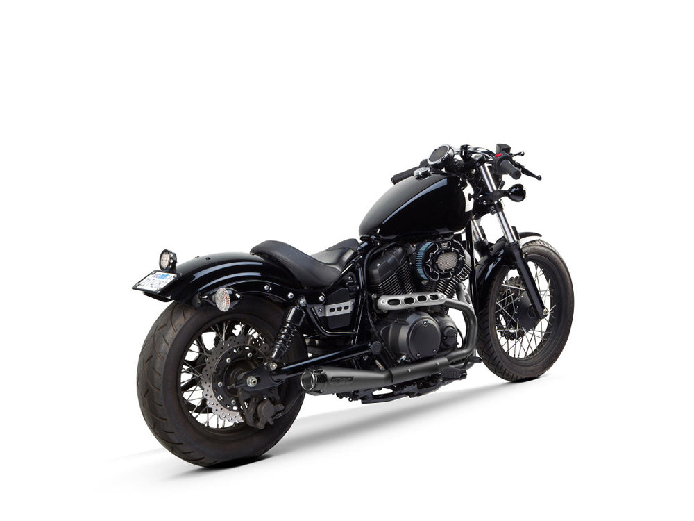 Comp-S 2-into-1 Exhaust - Black with Carbon Fiber End Cap. Fits Yamaha Bolt 2013up.