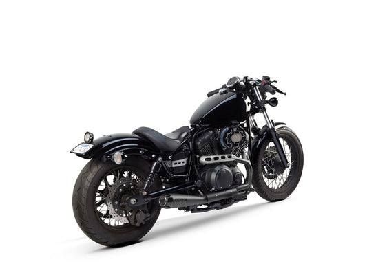 Comp-S 2-into-1 Exhaust - Black with Carbon Fiber End Cap. Fits Yamaha Bolt 2013up.