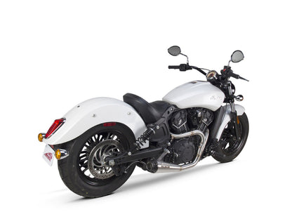 Comp-S 2-into-1 Exhaust - Stainless Steel with Carbon Fiber End Cap. Fits Indian Scout 2015-2024 & fits 2017 Victory Octane.
