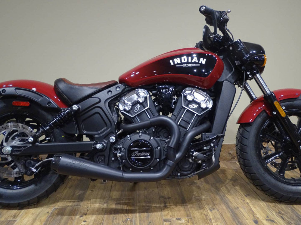 Comp-S 2-into-1 Exhaust - Stainless Steel with Carbon Fiber End Cap. Fits Indian Scout 2015-2024 & fits 2017 Victory Octane.