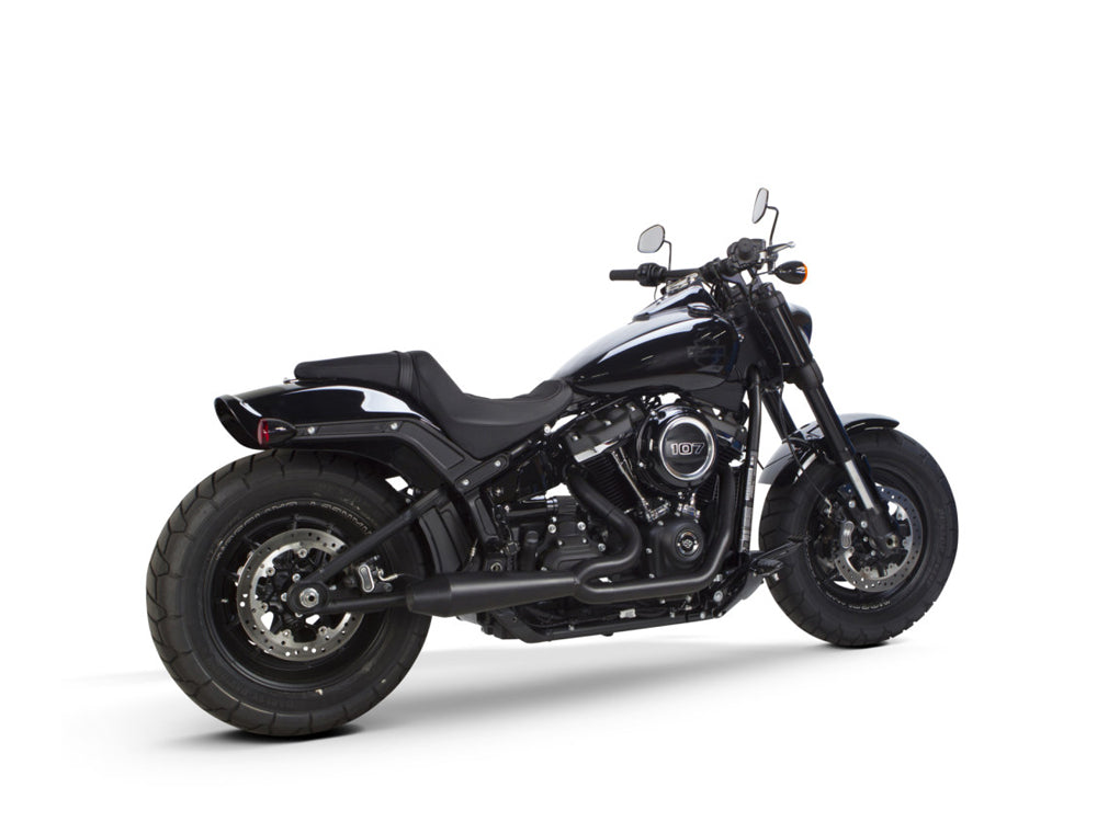 Megaphone Gen II 2-into-1 Exhaust - Black. Fits Softail 2018-2024 with Non-240 Rear Tyre.