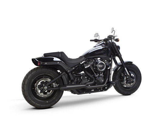 Megaphone Gen II 2-into-1 Exhaust - Black. Fits Softail 2018-2024 with Non-240 Rear Tyre.