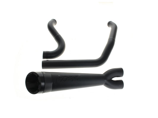 Shorty Turnout 2-into-1 Exhaust - Black with Black End Cap. Fits Softail 2018up with Non-240 Rear Tyre