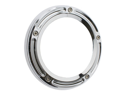 Assault Clear Derby Cover - Chrome. Fits Softail 1999-2018, Dyna 1999-2017 & Touring 1999-2015.