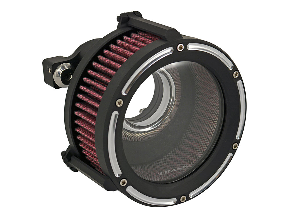 Assault Clear Air Cleaner Kit - Reverse Cut Black. Fits Softail 2000-2015, Dyna 1999-2017, Touring 1999-2007 with CV Carb or Cable Operated Delphi EFI