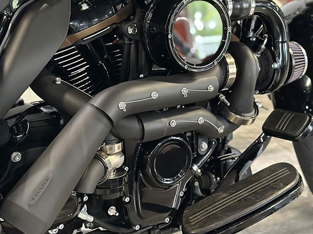 Tornado Turbo Kit - Black Exhaust, Black Billet. Fits Touring 2017-2023 and Softail 2018-2024