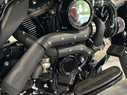 Tornado Turbo Kit - Black Exhaust, Black Billet. Fits Touring 2017-2023 and Softail 2018-2024