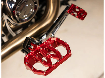 Aggressor Mini Floorboards - Red. Fits Softail 2018up Front Rider