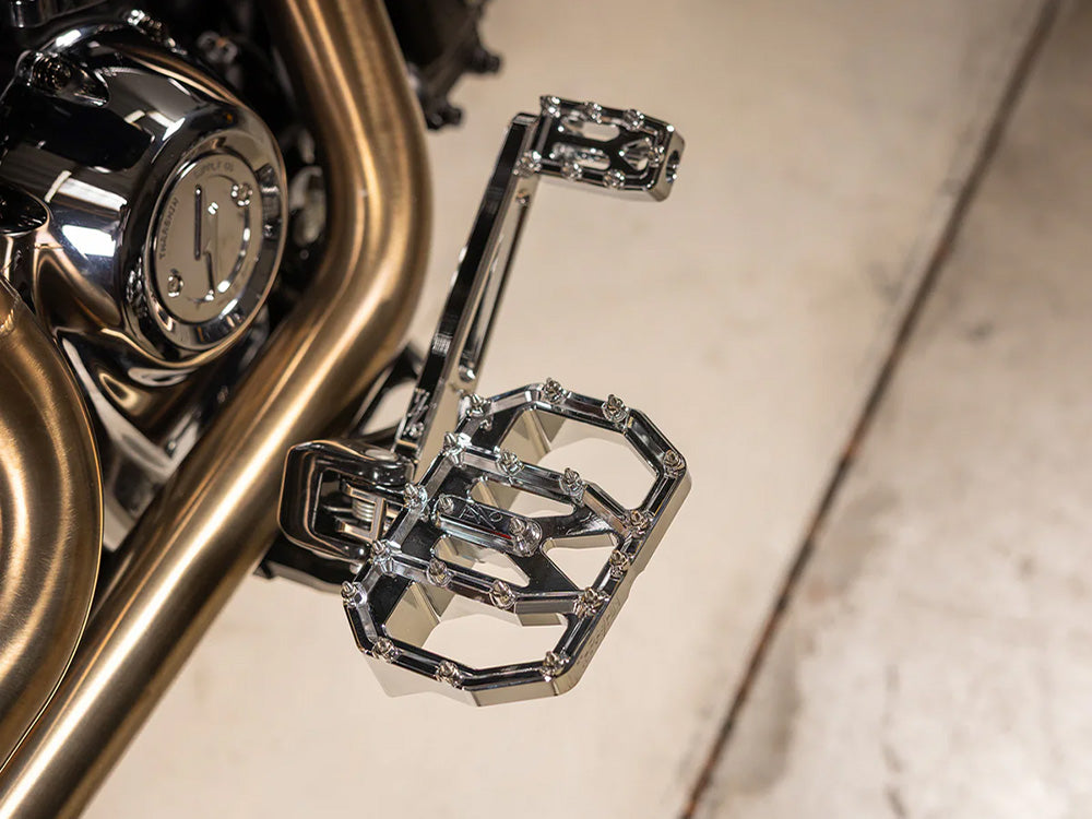Aggressor Mini Floorboards - Chrome. Fits Softail 2018up Front Rider