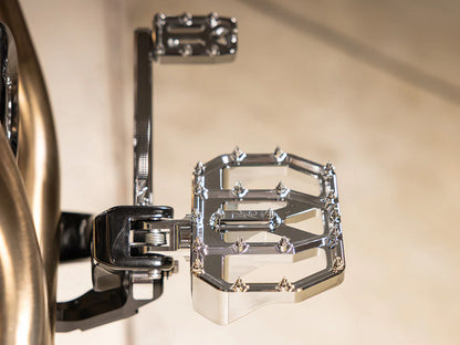 Aggressor Mini Floorboards - Chrome. Fits Softail 2018up Front Rider
