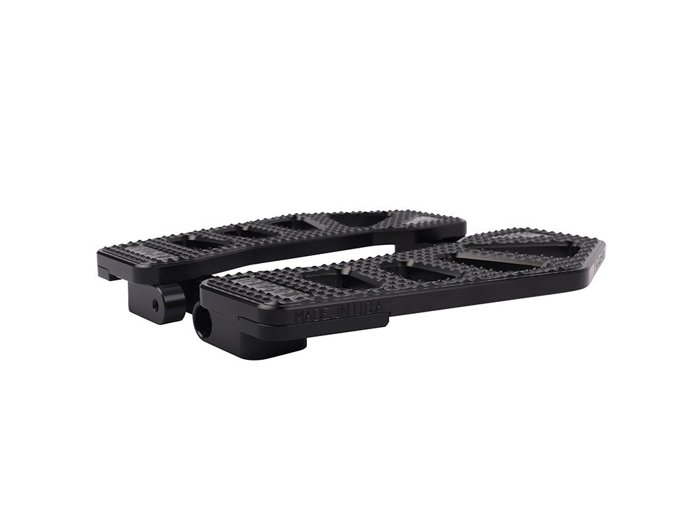 Black Apex Bagger Rider Floorboards. Fits Touring 1980up, FL Softail 1986-2017 & Dyna Switchback 2012-2016