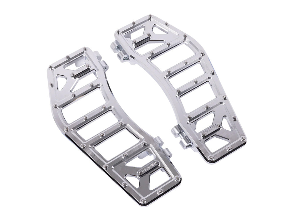 Aggressor Rider Floorboards - Chrome. Fits Touring 1980up, FL Softail 1986-2017 & Dyna Switchback 2012-2016