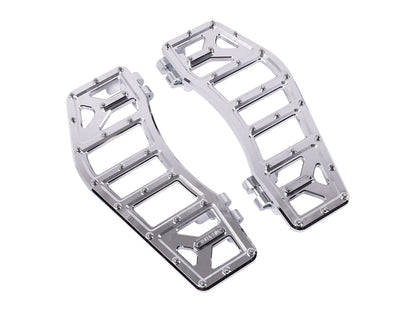Aggressor Rider Floorboards - Chrome. Fits Touring 1980up, FL Softail 1986-2017 & Dyna Switchback 2012-2016