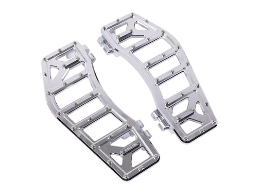 Aggressor Rider Floorboards - Chrome. Fits Touring 1980up, FL Softail 1986-2017 & Dyna Switchback 2012-2016