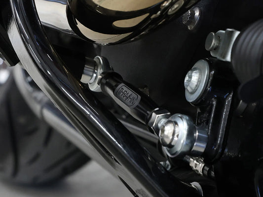 Adjustable Brake Linkage - Black. Fits Softail 2018up with Mid Controls.