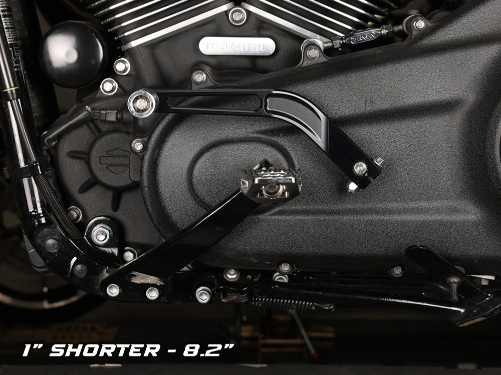 1in. Shorter Shift Arm - Black. Fits Softail 2018up with Mid Controls